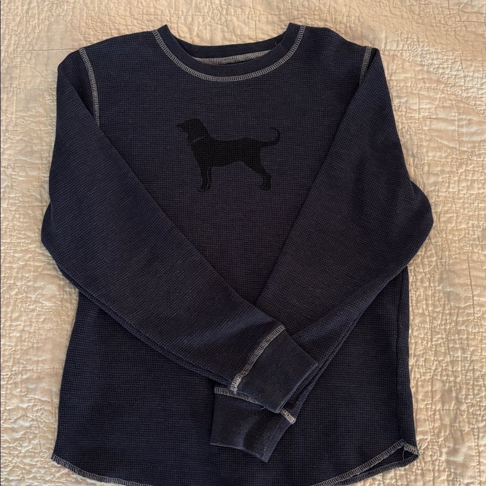 Boys Black Dog Waffle Knit Shirt  - L